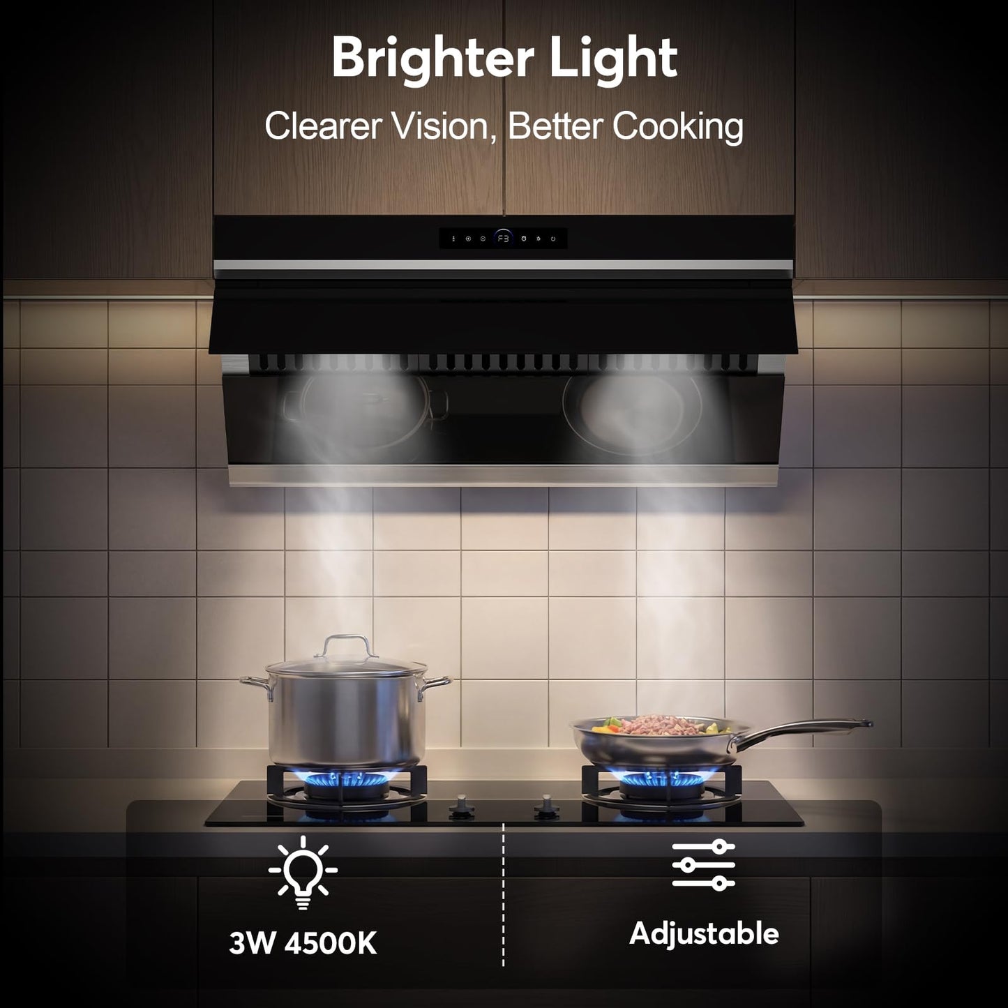 30 inch Under Cabinet Range Hood 900 CFM, Ducted/Ductless Convertible, 4 Speed Kitchen Vent Hood with Touch & Gesture Control, dimmable LED, Timer