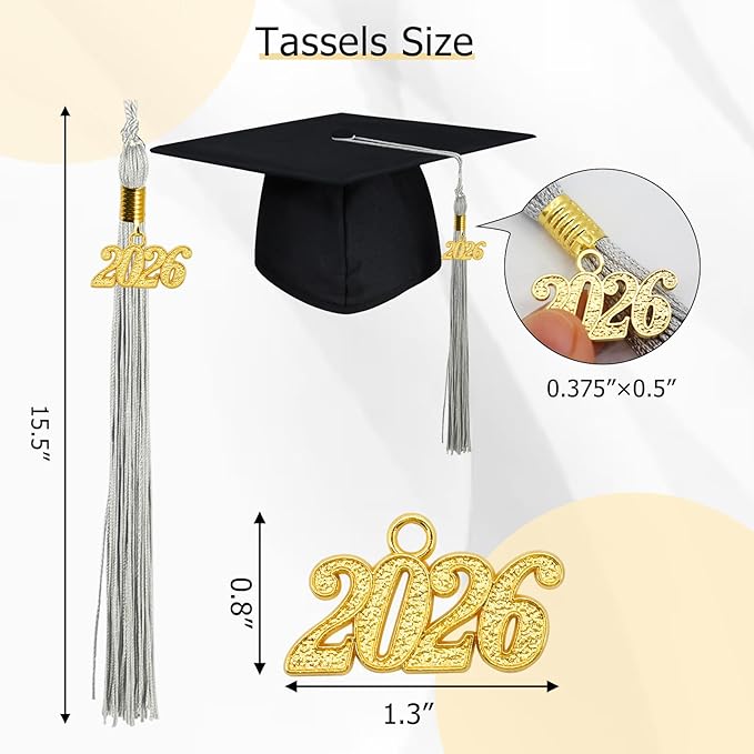 GraduationMall Single&Multiple Color Graduation Tassel with 2026 Year Charm 9"