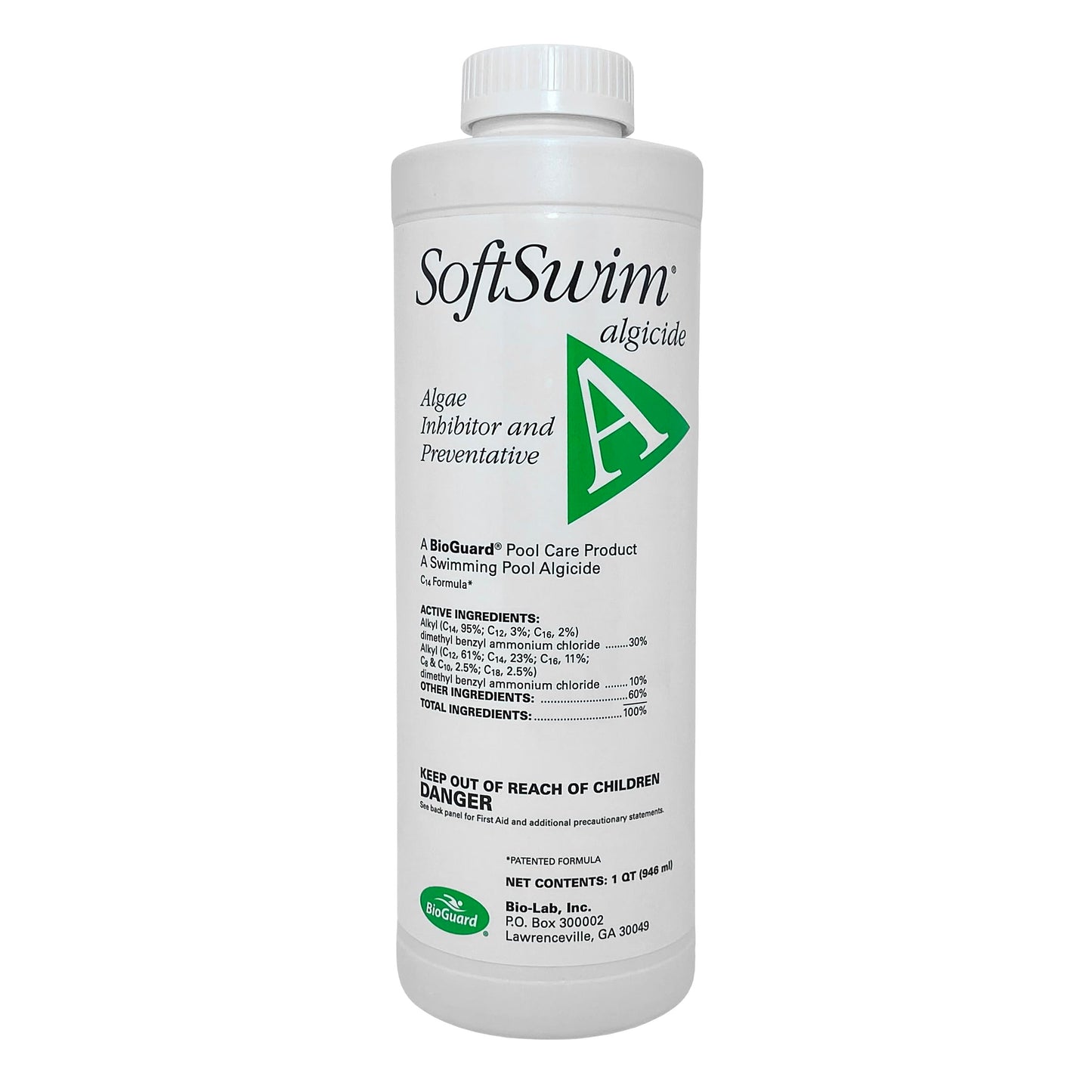 BioGuard SoftSwim A, 1 qt, Single, Algae Inhibitor & Preventative, Swimming Pool Algaecide, Prevents All Types of Algae Growth