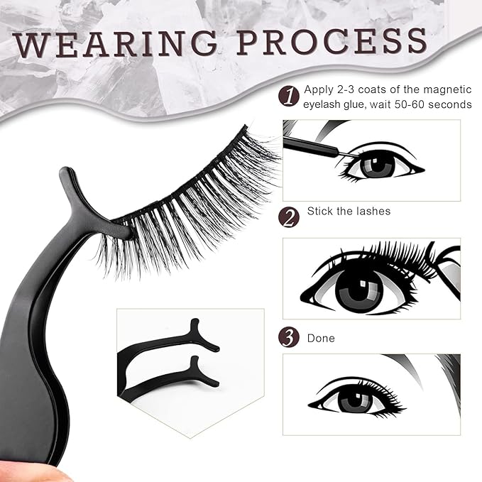 AROIC 10 Kinds of 3D 5D Magnetic Eyelash Kit with Different Density, Magnetic Eyelashes with 2 Eyelash Glue and 1 Tweezer, False Eyelashes for Women and Girls Natural Look No Glue Needed