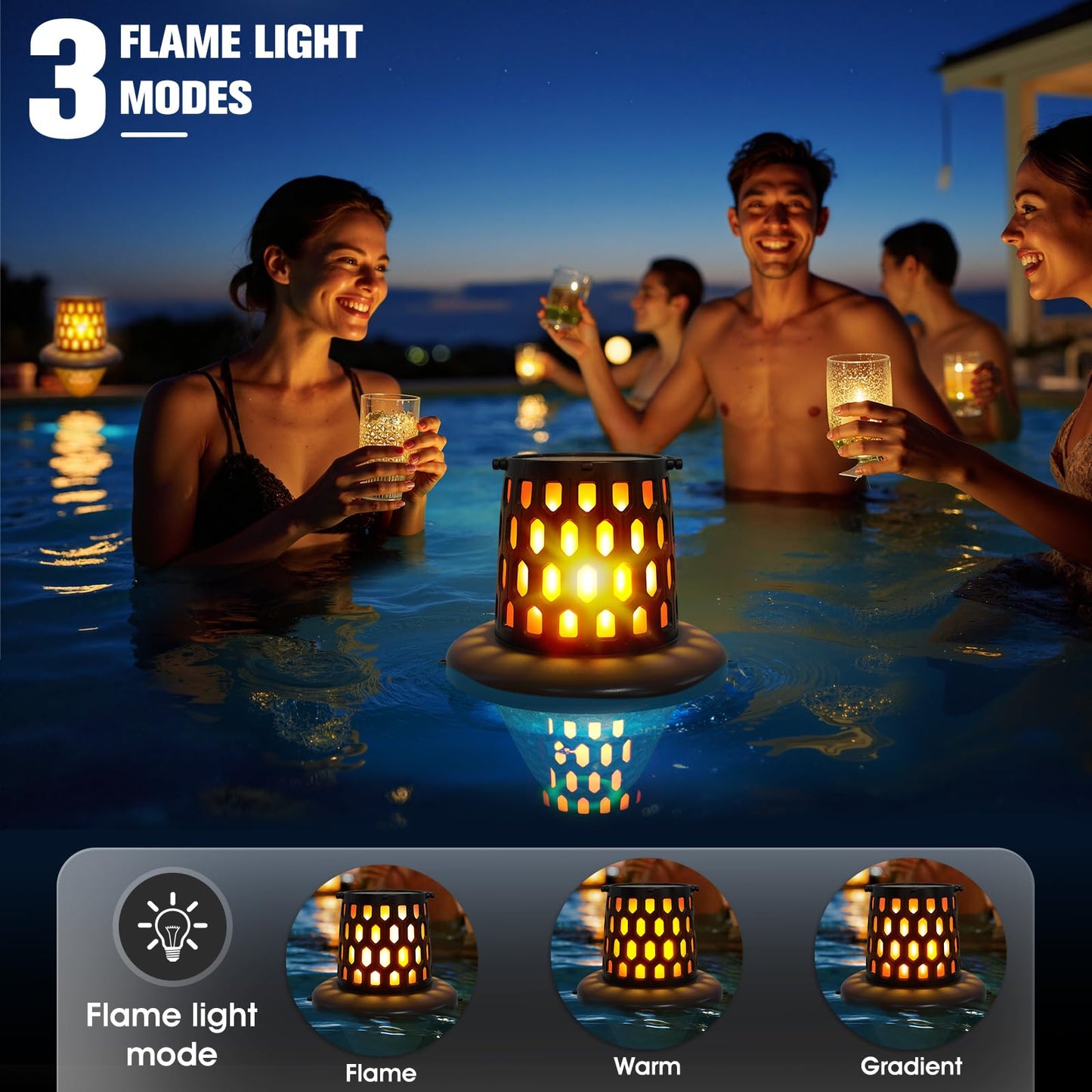 Floating Pool Lights,2026 Upgraded Solar Powered Pool Lights that Float,Flickering Flame Floating Solar Lights for Pool Lighting,Hangable IP68 Waterproof Swimming LED Pool Lights for Party,Outdoor-1PC