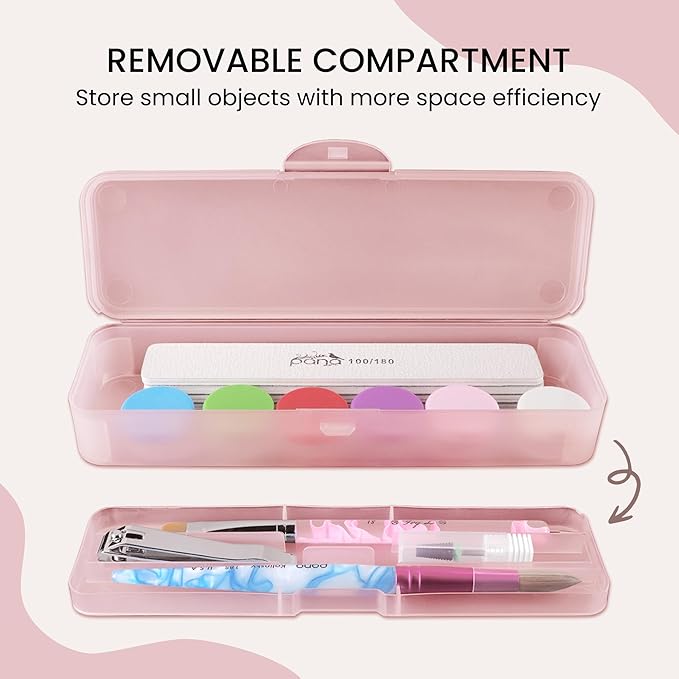 Beauticom Double-Layer Personal Storage Storage Case for Professional Nail Art Pens, Nail Brush, Tools (Pink)