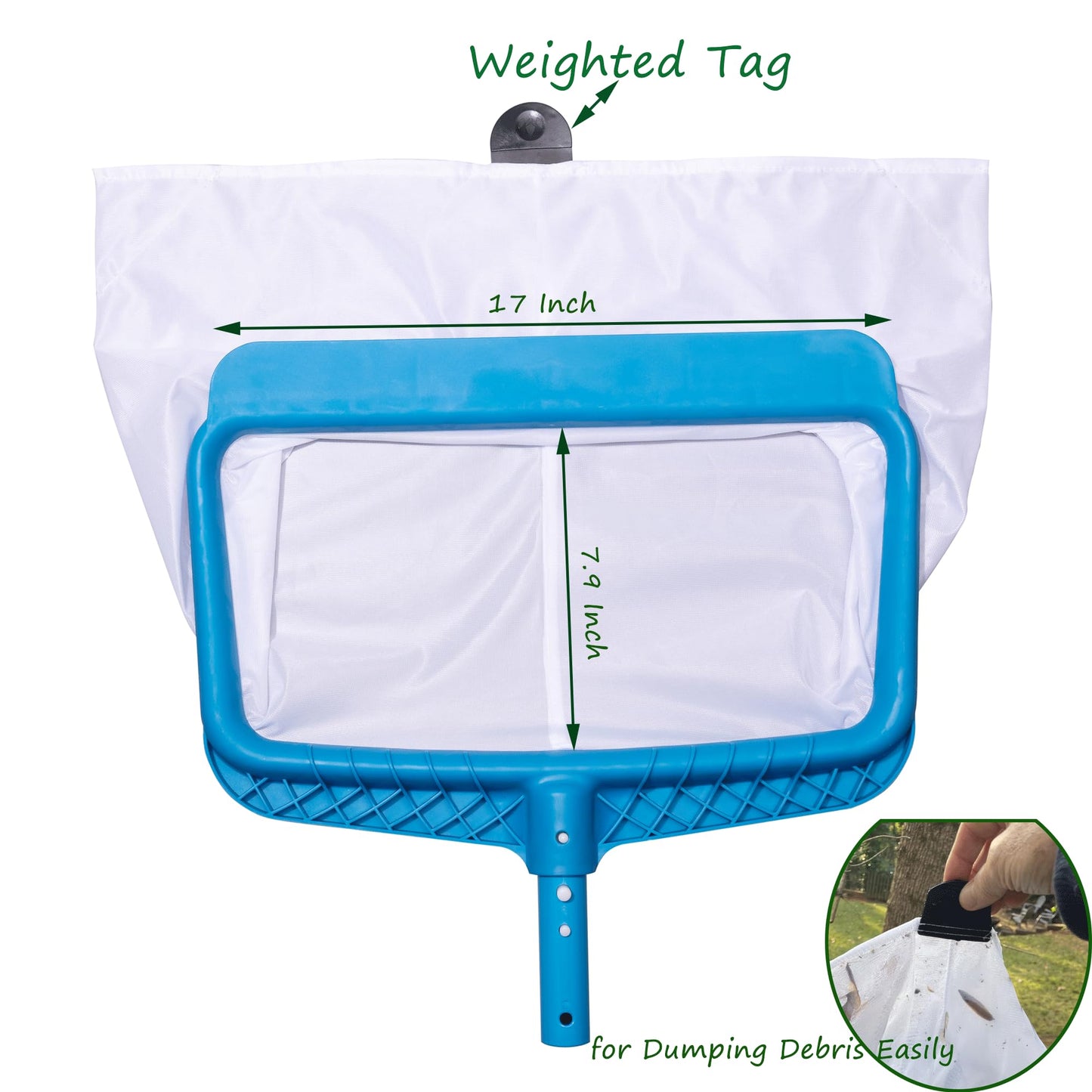 DABOVIN Professional Pool Bottom Skimmer Net for Cleaning Pollen Bugs, Ultra Fine Mesh Leaf Rake with Sturdy Plastic Frame