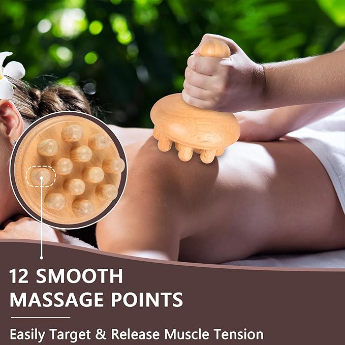 Wood Therapy Massage Tools, Anti Cellulite Massager Body Scraping Lymphatic Drainage Massager,Trigger Point Wood Therapy Gua Sha Tool for Body Sculpting,Back, Legs, Full Body Use