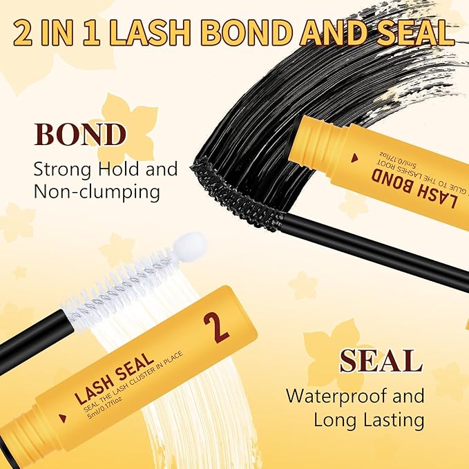 QUEWEL Lash Clusters Kit, 320Pcs 80D+100D 3D Lash Cluster Eyelash Extensions 12-18mm Volume Lash Clusters Kit with Lash Bond and Seal and Lash Tweezers Easy DIY at Home(80+100D 3D Kit)