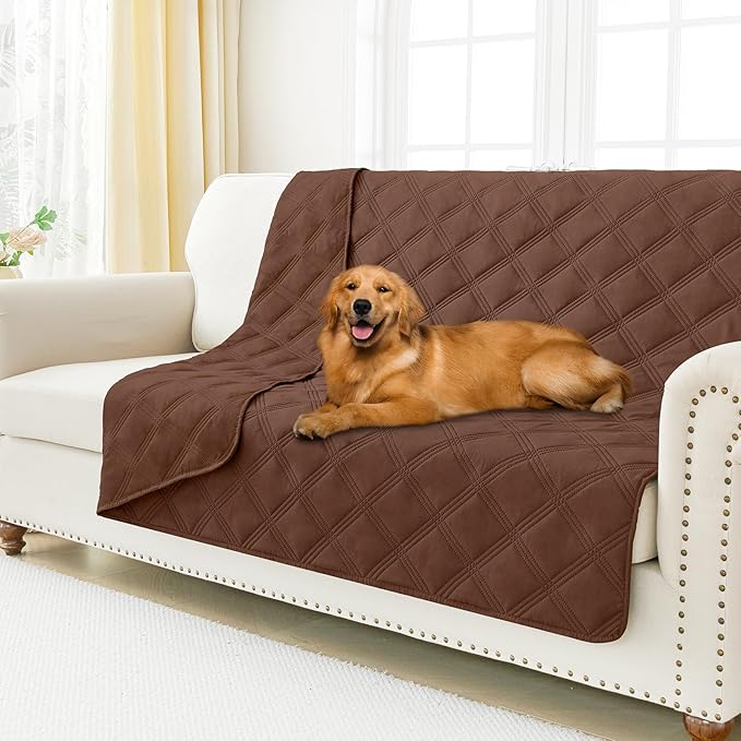 Smiry Waterproof Dog Bed Cover Blanket 52x82, Soft Reversible Pet Blanket, Washable Leakproof Cats Dogs Couch Cover for Sofa, Couch, Furniture, Brown/Brown