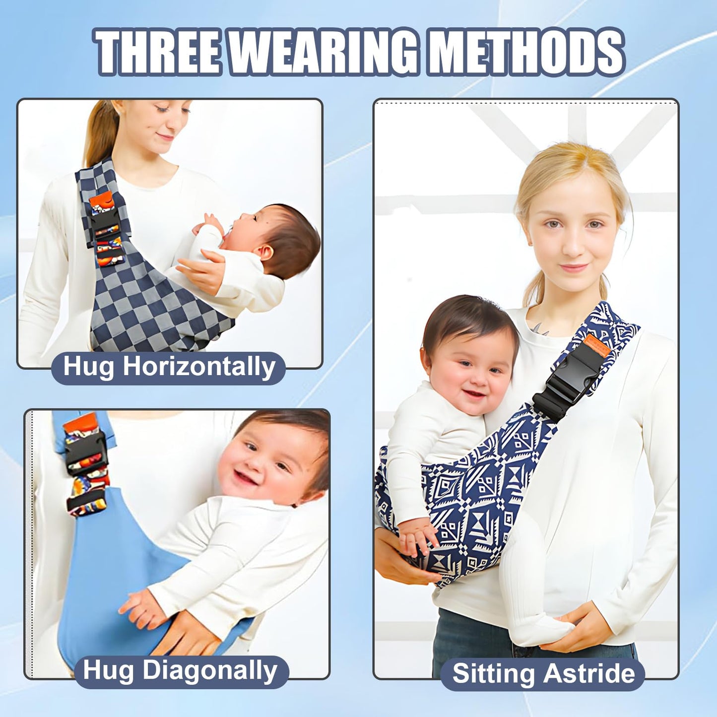 Baby Sling Carrier 2026 Baby Carrier Newborn to Toddler Sling Lightweight Baby Carrier Sling with Adjustable Straps Toddler Carrier Wrap for 10-30 lbs(Black Sailboat)