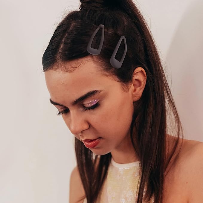 Small Hair Barrettes For Women No Slip Metal Snap Clips For Thin And Fine Hair,Matte Dark Brown,20 PCS,1.97 x 0.5 Inch.