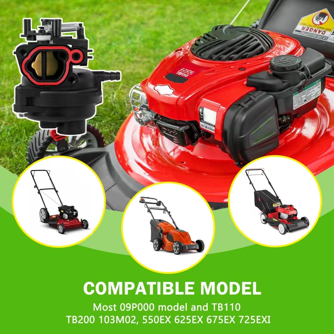 799584 Carburetor for TB110, TB200, 09P702, 103M02, 550EX, 625EX, 675EX, 725EXI Series 6.75-7.25HP Engine, 163cc Lawn Mower Carburetor Replacement for 594058 594057 592361 594529