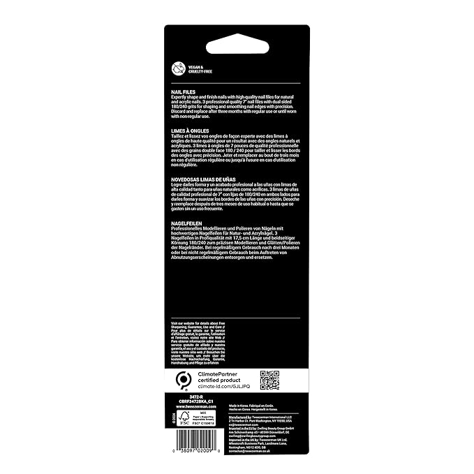 Tweezerman Professional Nail Files, 3 Count (Pack of 2)