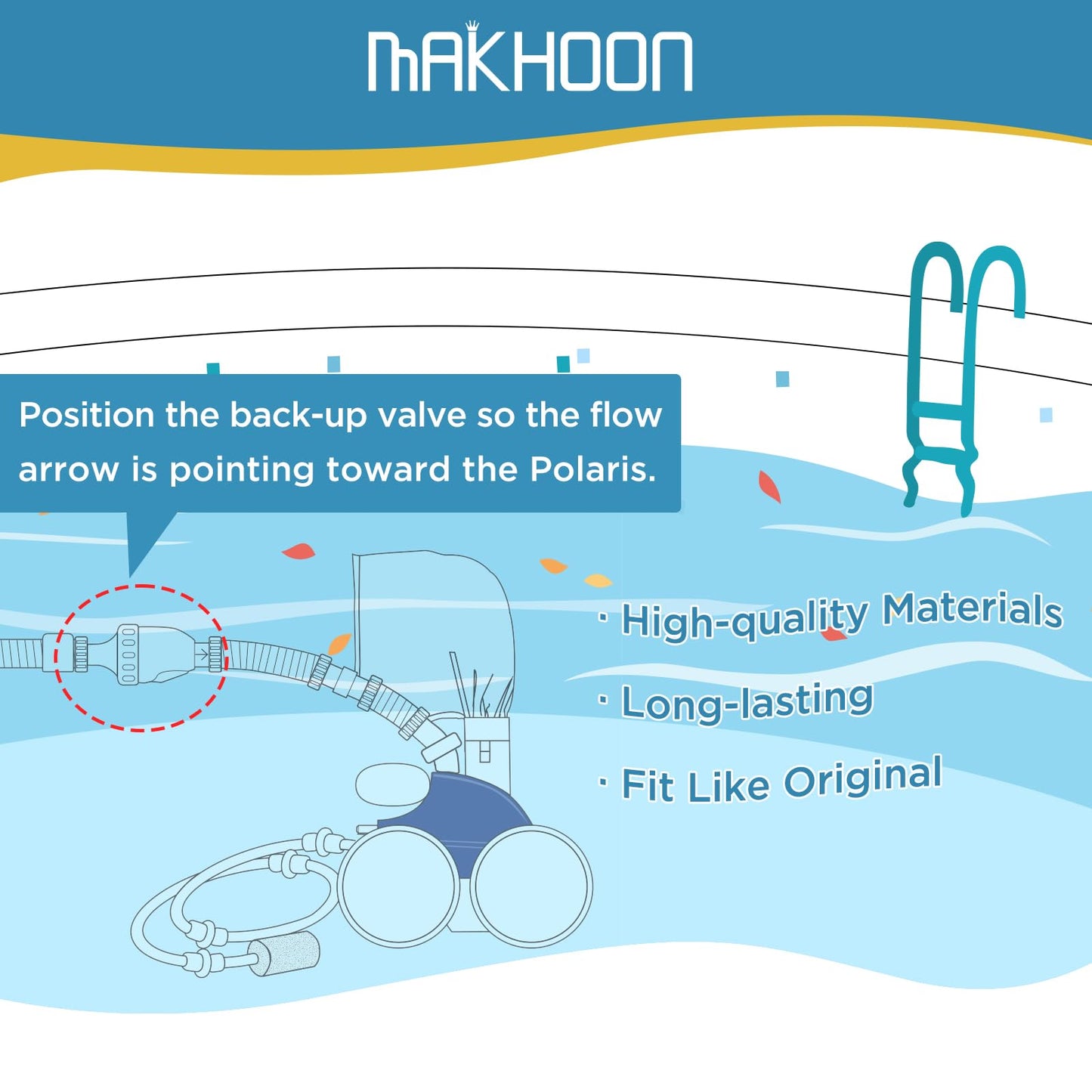 MAKHOON Upgraded 9-100-1200 Backup Valve Replacement for Polaris 360 Pool Cleaner, The Body has Been Reinforced, Longer Life Than Zodiac 9-100-1200,(NOT Compatible with Polaris 280 380 Pool Cleaner)