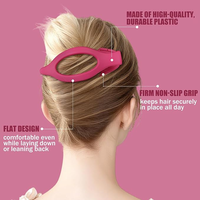 Flat Hair Clips for Women - 6 PCS French Flat Claw Clips Medium Hair Clips for Girls Large Hair Claw Clips for Thick or Thin Hair Strong Hold No Slip Hair Accessories for women (Pink Purple)