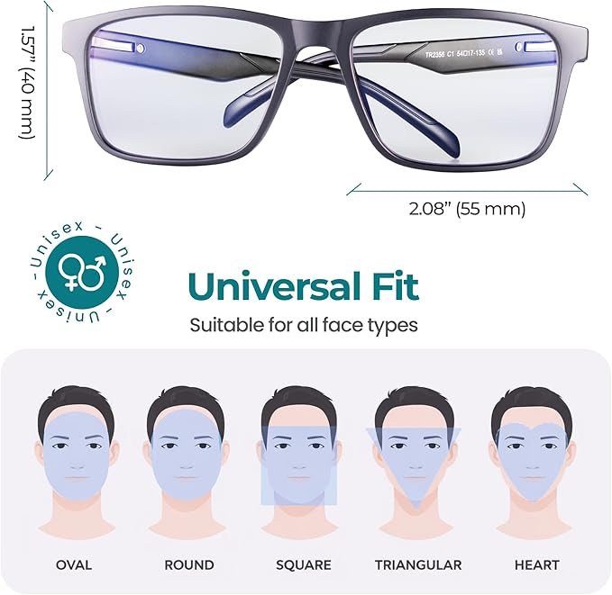 Prospek Blue Light Glasses Reading for Men and Women, For Computer Use, Blue Light Protection, Clear Lens 0 to +3.0 Diopters