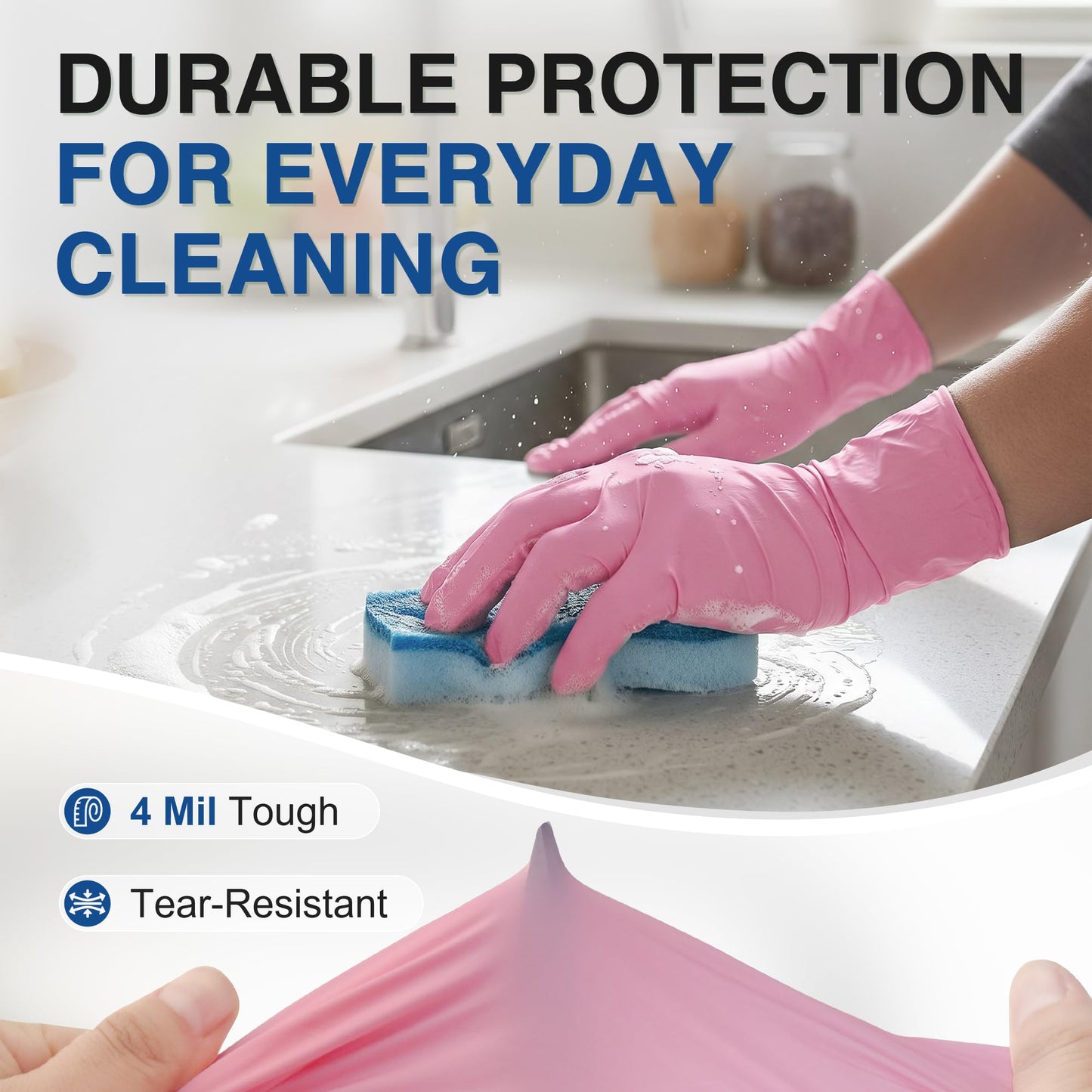 Schneider Medical Nitrile Exam Gloves, 4-mil Medical Gloves Disposable Latex Free, Powder Free, Food Safe Glove for Cooking, Cleaning, Examination, Cherry Blossom, Medium, 100-ct Box