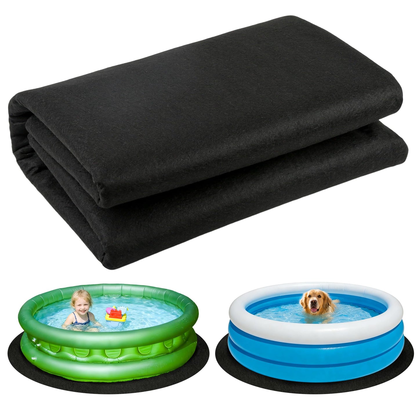 Whmayai 63in Round Pool Liner Pad for Pet Foldable Pool & Kids Inflatable Pool, 9.87oz/yd² Heavy Duty Ground Mat for Dog Pool Collapsible, Kiddie Pool Bottom Protector to Prevent Puncture (63Inch)