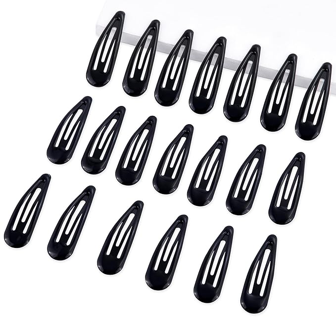 20 PCS Metal Snap Hair Clips Water Drop No Slip Barrettes for Women Bright Small Hair Clips For Thick And Thin Fine Hair,Black,1.97 x 0.5 In.