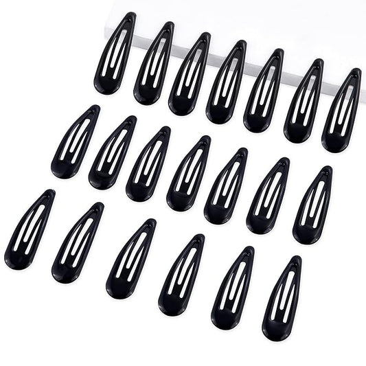 20 PCS Metal Snap Hair Clips Water Drop No Slip Barrettes for Women Bright Small Hair Clips For Thick And Thin Fine Hair,Black,1.97 x 0.5 In.