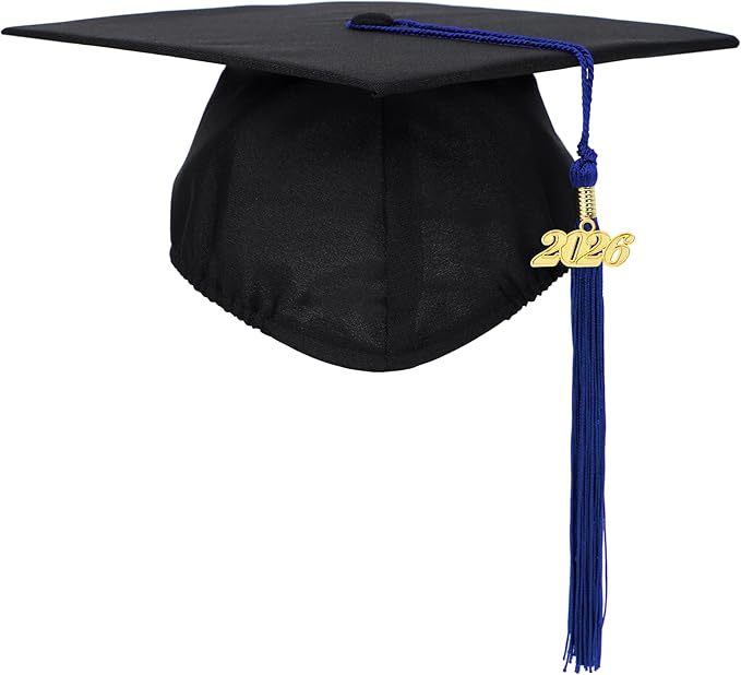 Unisex Adult Matte Graduation Cap with Tassel Year Charm