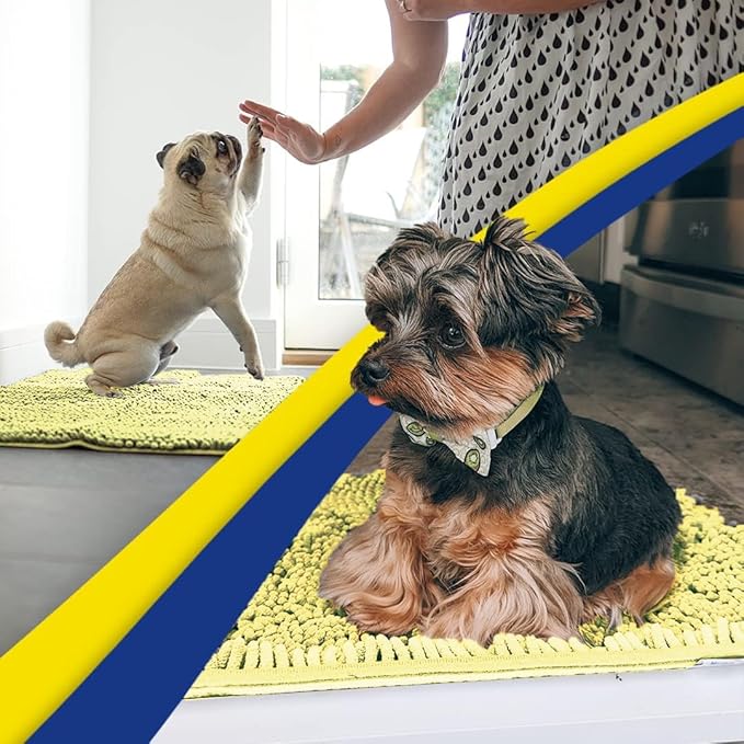 Muddy Mat® | Super Absorbent Door Mat Indoor, Microfiber Quick Dry Chenille Entryway Rug, Non-Slip Front Door Mat, Indoor Mats for Entryway, Machine Washable Pet Rug, Yellow 48" x 60"