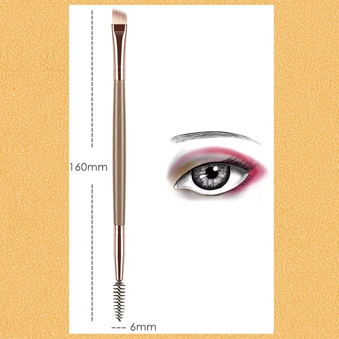 KINGMAS Eyebrow Brush Spoolie Dual Angled Eye Brow Brush Eyelash Comb Eyebrow Tool for Lining and Shaping Brows or Lashes (Dark Brown)