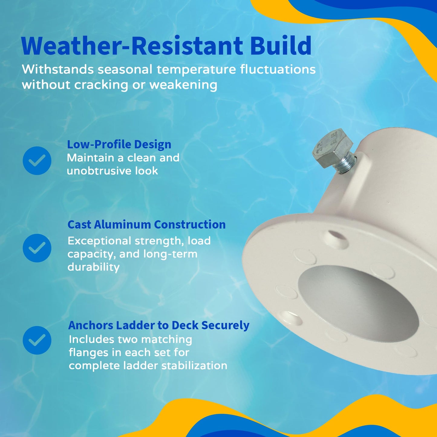 Blue Wave NE1228PR Aluminum Deck Flanges for Above Ground Pool Ladder - Pair