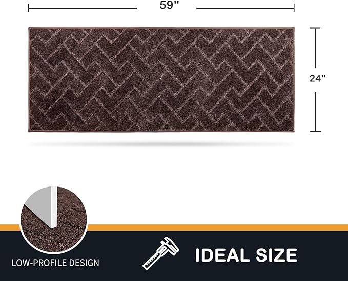 PURRUGS Dirt Trapping Door Mat 24" x 59", Non-Slip Machine Washable Entry Rug, Dog Doormat, Indoor Front Door Mat, Super Absorbent Entryway Rug for Muddy Shoes & Paws, Brown