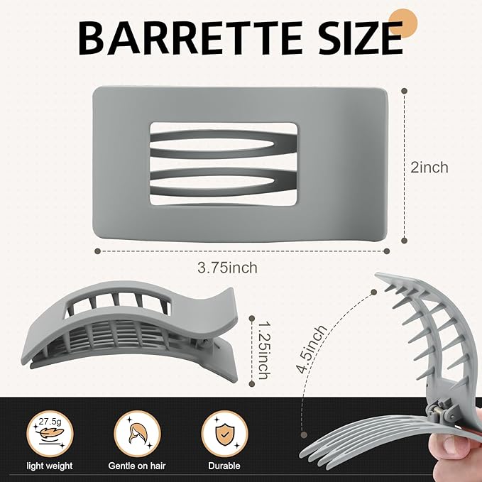 8 Pack French Flat Hair Clips for Women – Large Matte No-Slip Claw Barrettes for Thick & Thin Hair, Strong Hold Styling Accessories (Dark Neutral)