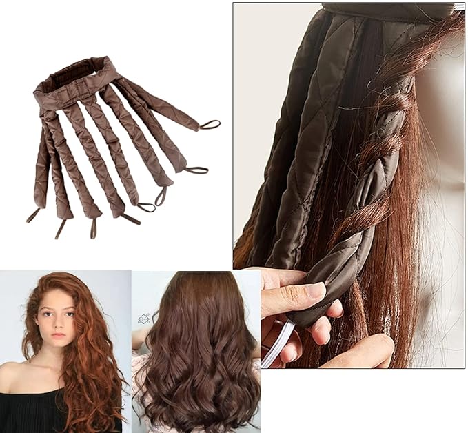 Heatless Curling Rod Headband,2026 New Upgraded Eight Claw Design Heatless Curler with Removable & Adjustable Heatless Curls (Brown)