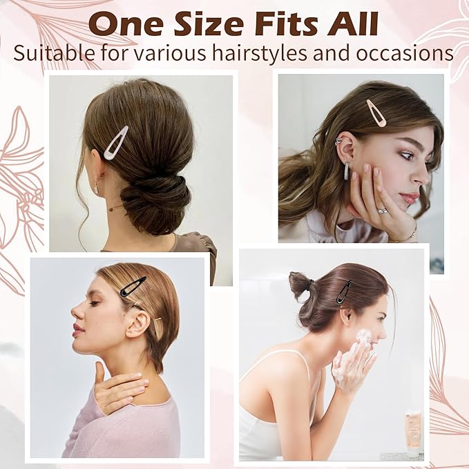 Gingbiss 50Pcs Snap Hair Clips for Women, 1.88 Inch Silicone Coating Classic Metal Hair Barrettes with Storage Case for Women Girls, No Slip Hair Accessories for Hair, 5 Assorted Colors