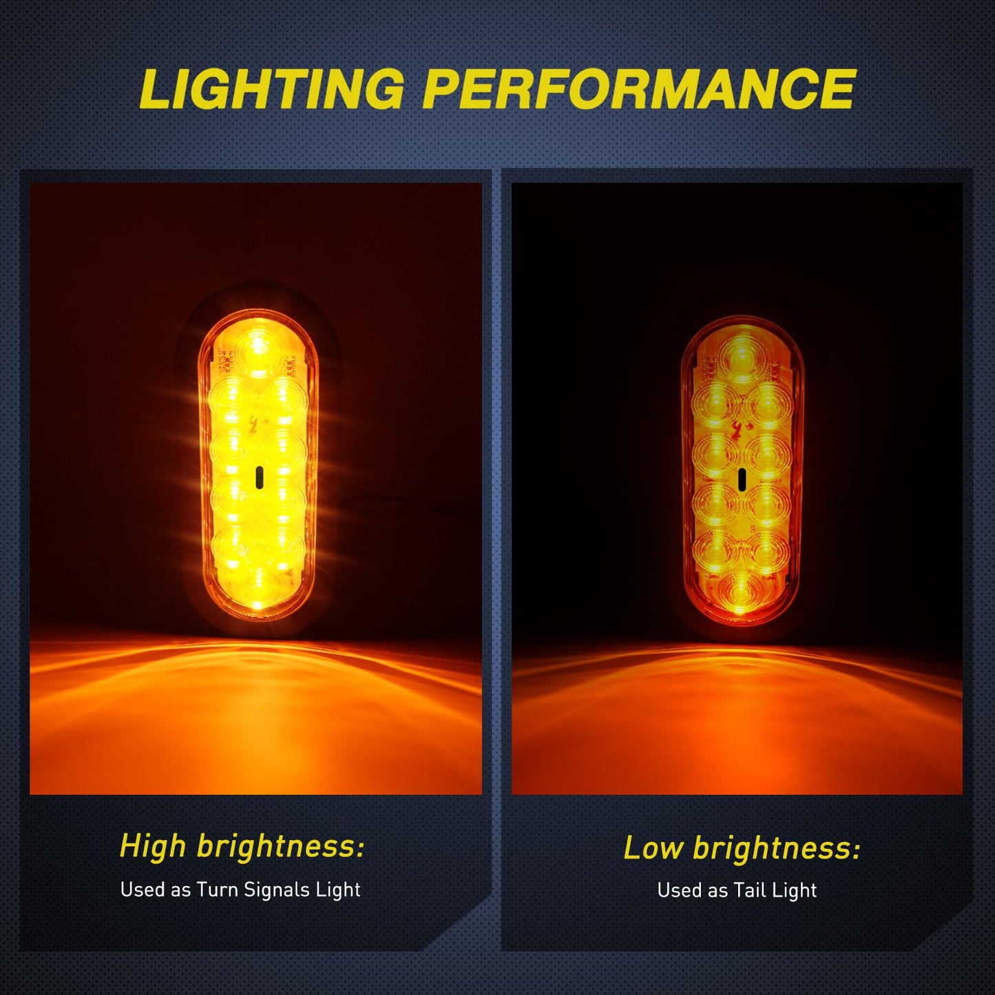 Nilight 6Inch Oval Trailer Tail Light with Flush Mount Grommets Plugs w/Mounting Brackets 2PCS Amber Waterproof Turn Signals Lights for RV Truck
