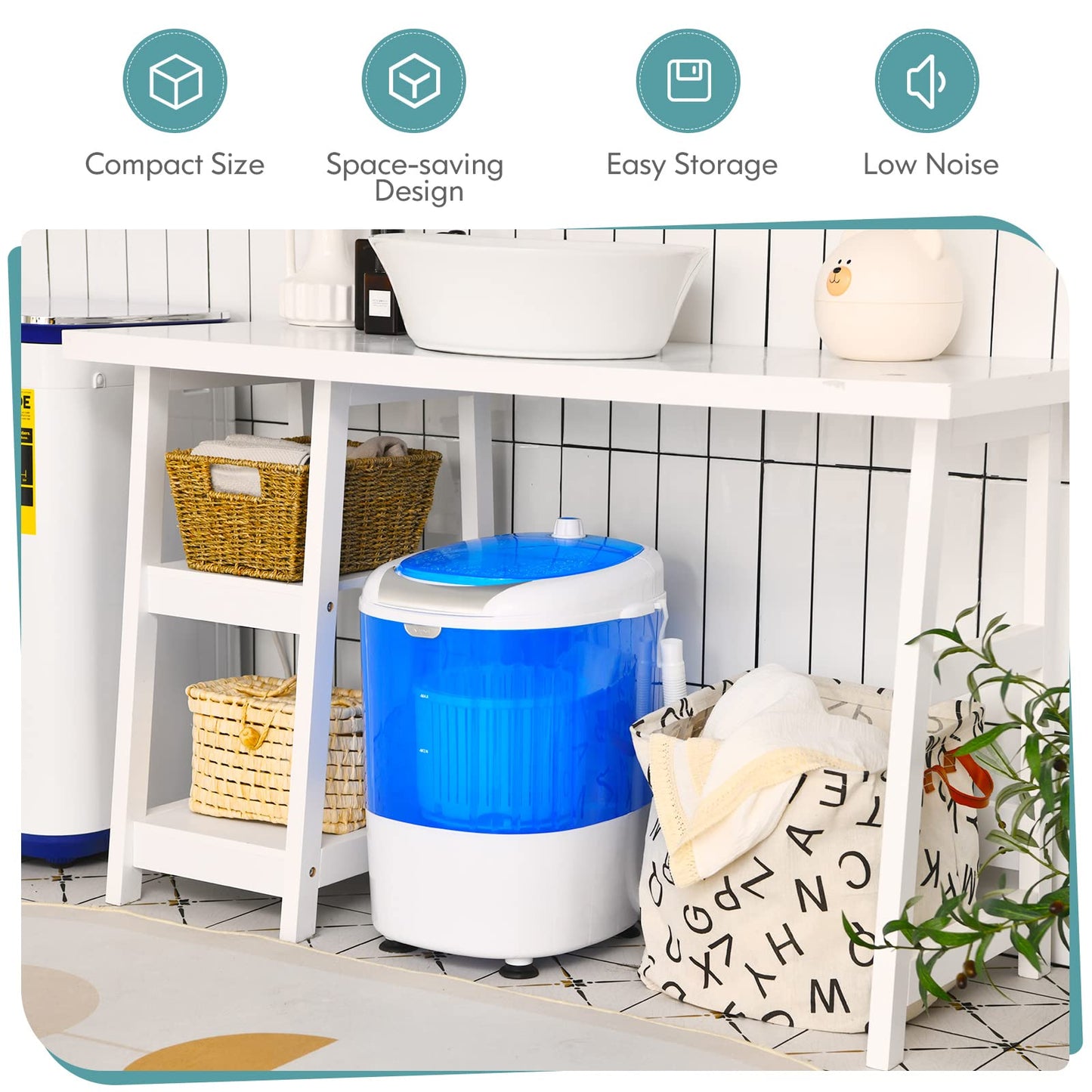 Giantex Portable Washing Machine, Mini Washer and Spinner Combo, 5.5lbs Washing Capacity, Semi-automatic Compact Laundry Machine for Apartment Dorm RV