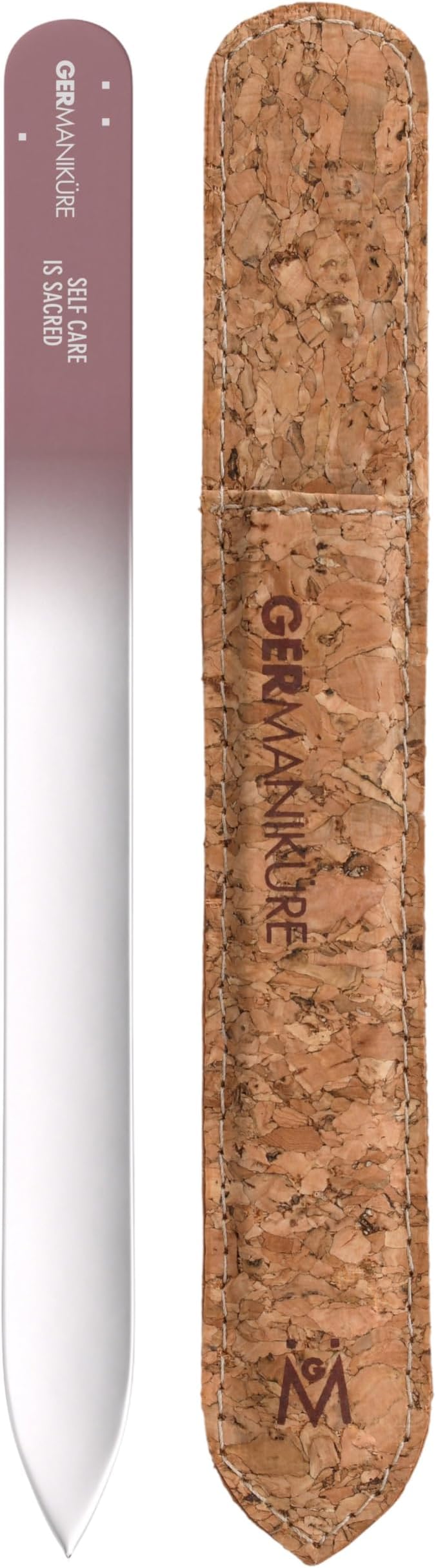 GERMANIKURE Glass Nail File in Cork Sleeve - Self Care is Sacred - Professional Crystal Nail File for Natural Nails - Ideal Manicure & Pedicure Tool for Smooth, Easy Shaping - Nail Care Gift