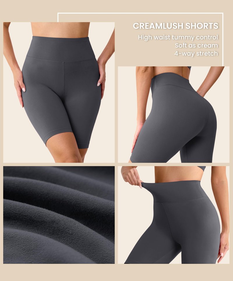 VALANDY Creamlush 3 Pack Biker Shorts for Women -8" High Waisted Soft Stretchy Spandex Athletic Yoga Shorts