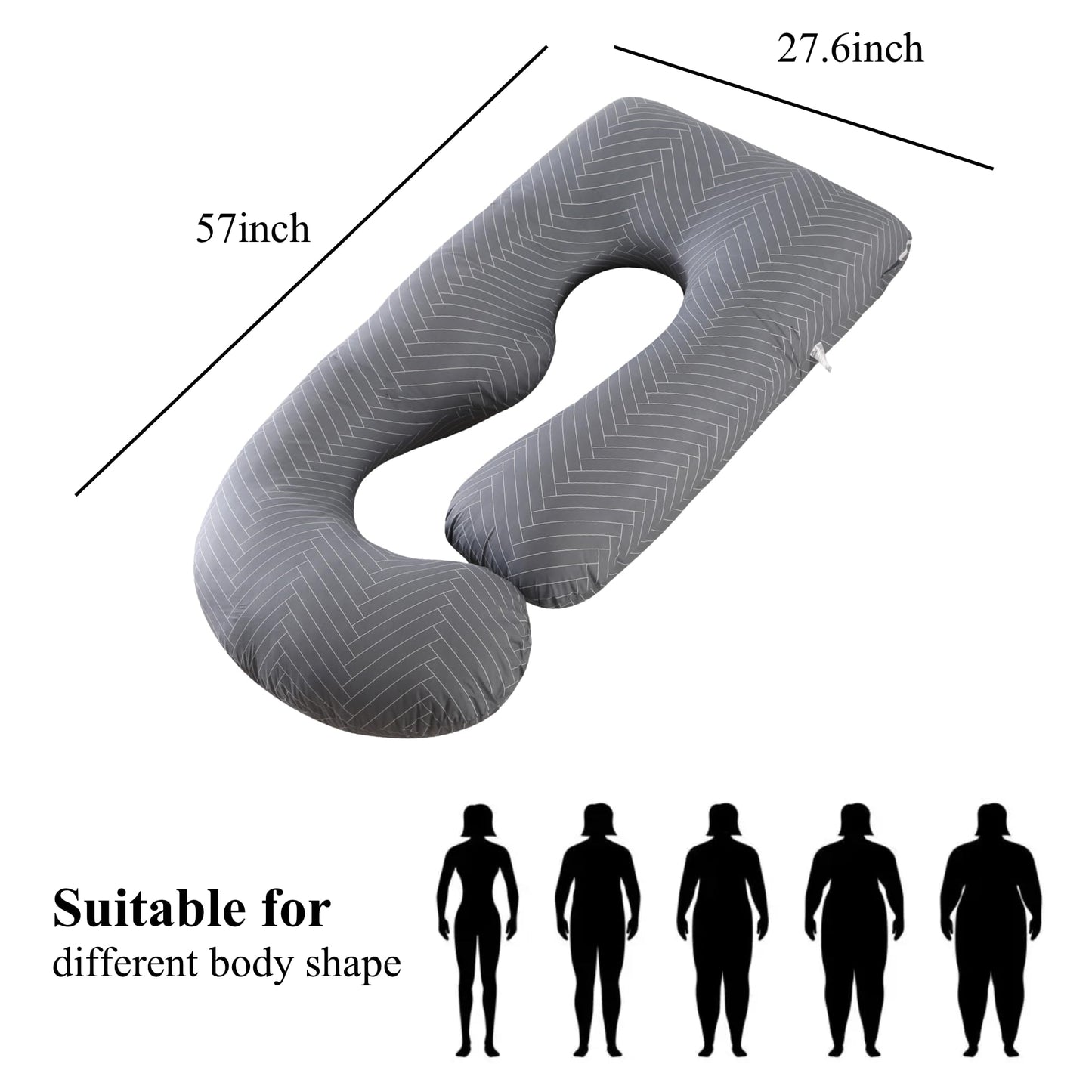 ALLOPERA Pregnancy Pillow, Full Body Maternity Pillow 57 inch, with Removable Washable Cover - Sleep Support for Legs, Back, Neck, Shoulder, HIPS, Belly for Pregnent Women, 100% Cotton