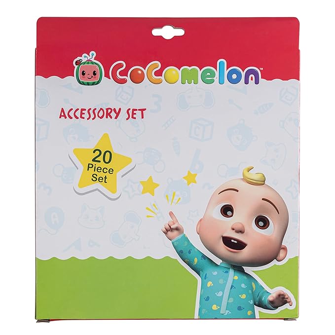 Luv Her CoComelon Girls 20 Piece Accessory Set with 3 Barrettes, 4 Snap Hair Clips, 5 Elastics and 8 Terry Ponies - Ages 3+