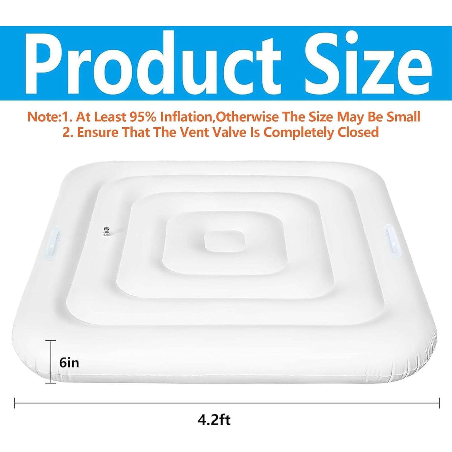 Tlswshsy 4.2Ft Inflatable Hot Tub Cover- Energy Saving Lid for Square Hot Tub- Foldable Protective Rain Overflow Cover for Inflatable Outdoor Hot Tubs