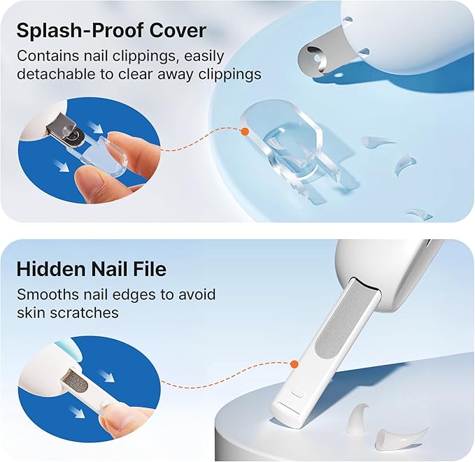Potaroma Cat Nail Clipper with Adjustable 3-Size Trimming Hole & Hidden Nail File | Safe Toenail Trimmer for Kittens & Indoor Cats | Anti-Splash Claw Cutter for Grooming (Blue)
