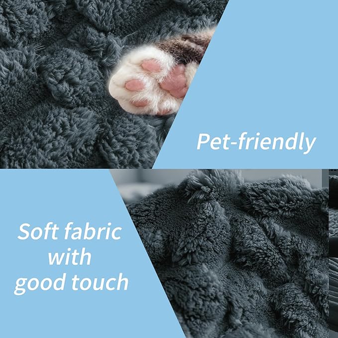 Couch Cover for Dogs Washable,Non Slip Fuzzy Durable Couch Covers for 3 Cushion Sofa Pet Friendly Sofa Cover Dog Thick Soft Slipcovers Protector Couches Mat Bed (Grey, 27.6" x 59"/70 x 150cm)