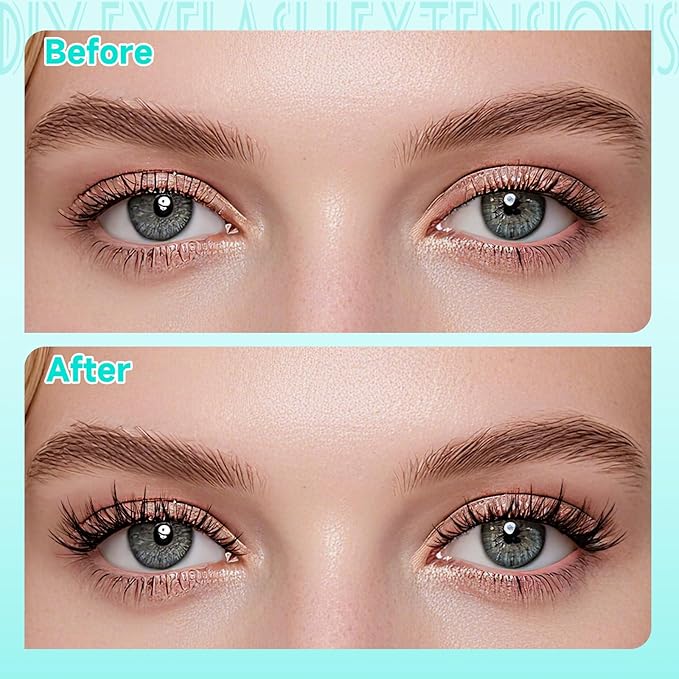 Natural Lash Clusters Kit 160Pcs Manga Eyelash Extensions Kit with Invisible Band D Curl Wispy Clusters Lashes with Waterproof Lash Bond and Seal, Lash Remover and Tweezer(Angel Baby Kit-Mix8-16mm)