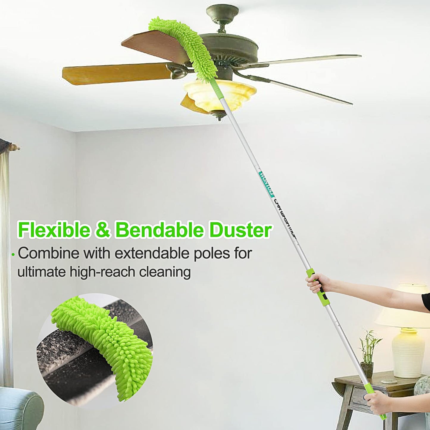 Wontolf 62'' Car Wash Brush With Long Handle - Chenille Microfiber Mop Mitt, Cleaning Kit, Windshield Window Squeegee, Duster, Microfiber Towels, Wheel Tire Brush for Cars, RV, Truck, Boat