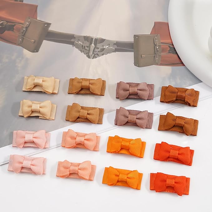 CÉLLOT 90 pcs Mini Grosgrain Ribbon Bows - Snap Clips for Baby Toddlers Infants' Fine Thin Hair