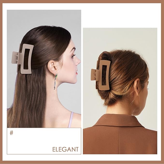 12 Pcs Hair Claw Clips 3.5 Inch Non-slip Square Matte Claws for Women, Strong Hold Banana Clip for Thick Thin Hair,Multi-color