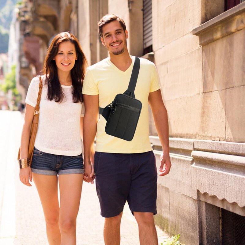 Vpoofree Mini Anti Theft Sling Bag for Men Crossbody,Small Chest Bag Casual Trendy Waterproof Lightweight Phone Crossover Daypack (Black mini anti theft crossbody sling bag)