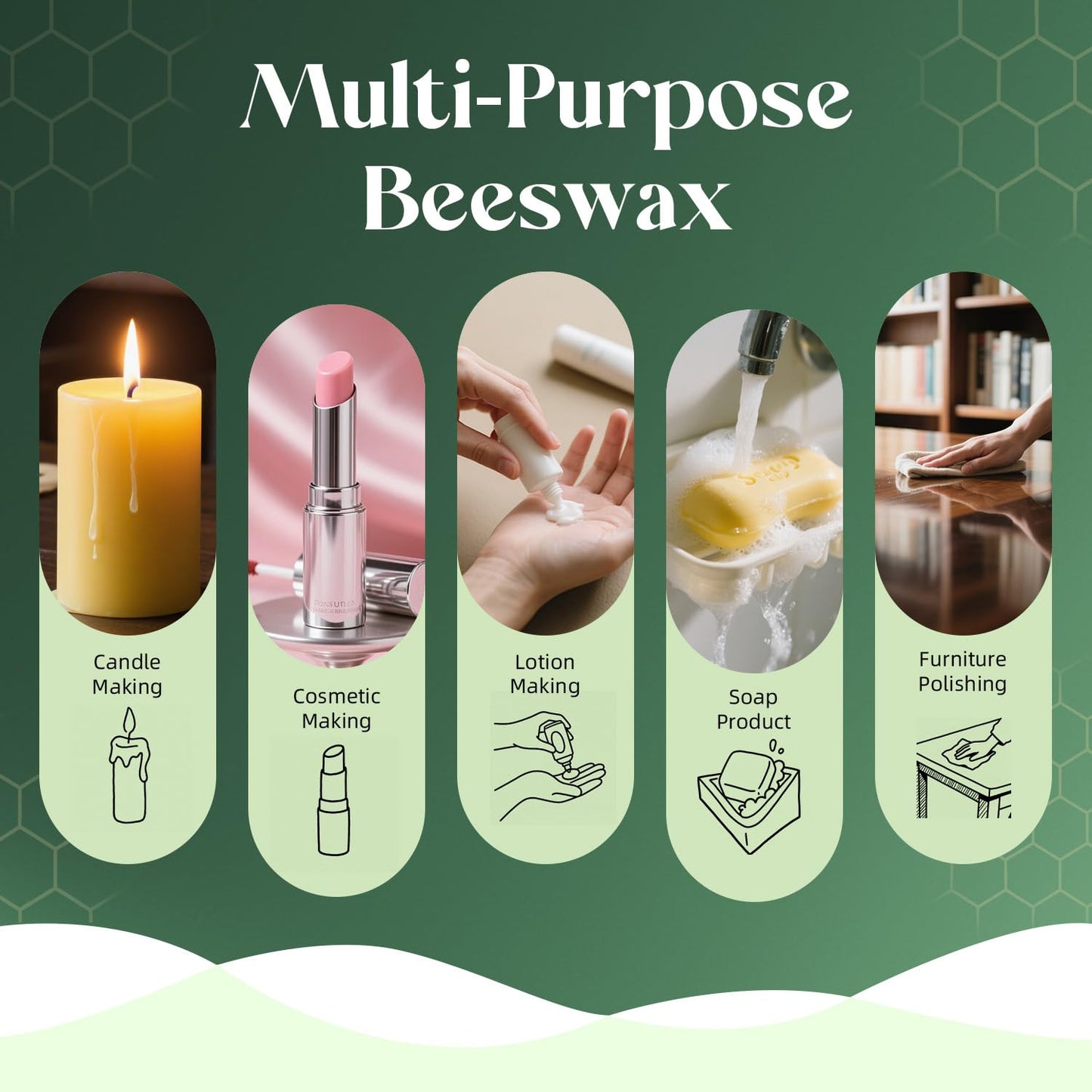NORVENCE Beeswax Pellets 10LB, Pure & Natural Yellow Beeswax for Candle Making, DIY Skin Care, Lip Balm, Soap, Lotion, Creams & Wood Polishing – 10LB