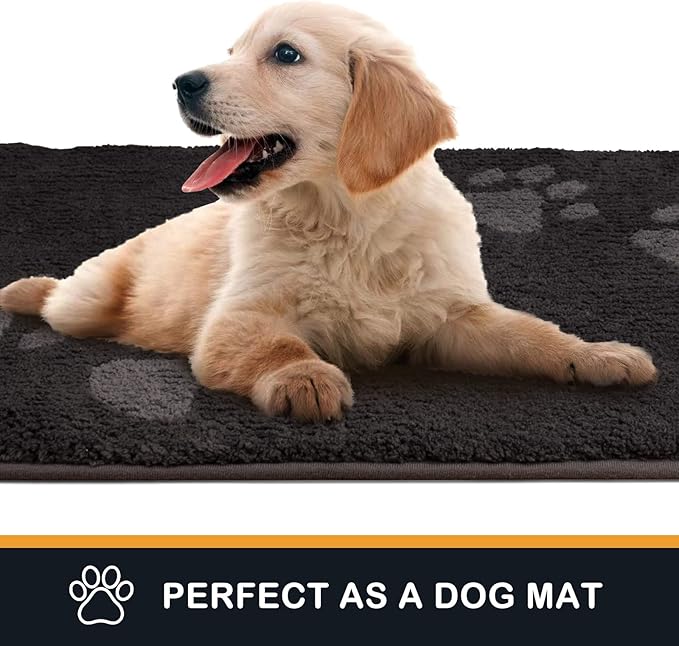 PURRUGS Dirt Trapping Door Mat 24" x 59", Non-Skid/Slip Machine Washable Microfiber Entrance Rug, Shoes Scraper, Dog Doormat, Super Absorbent Floor Mat for Muddy Wet Shoes and Paws, Charcoal