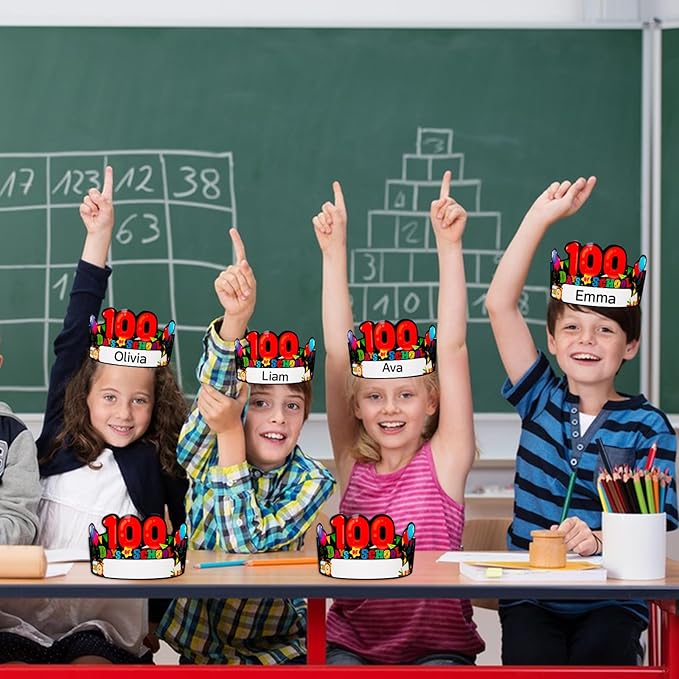 SICOHOME Paper Crown Hats Caps for Kids Paper Crowns for Students Classroom Kindergarten Preschool Party Supplies Adjustable