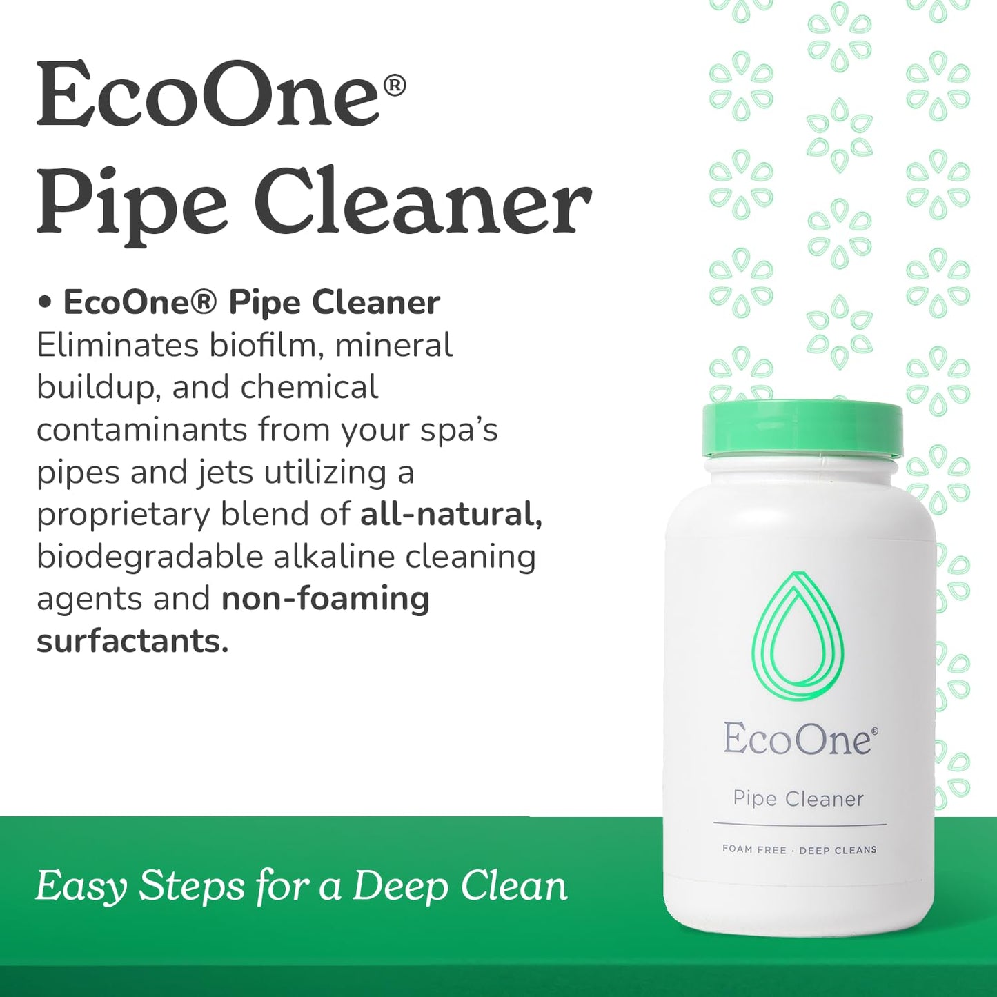 Pipe Cleaner by EcoOne | All-Natural Spa & Hot Tub Pipe and Jet Cleaner | Hot Tub Jet Cleaner Made with Non-Foaming Alkaline Ingredients | Deep-Penetrating Jetted Tub Cleaner, 8 Oz