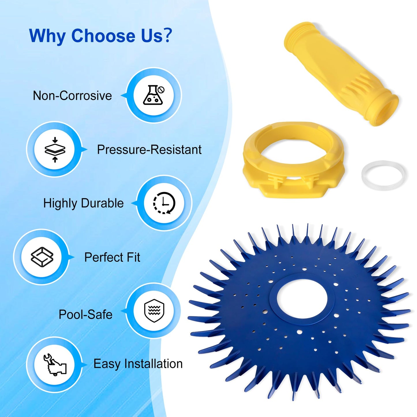 4 Pieces Pool Cleaner Replacements Include W70329 Finned Seal Disc Skirt & W69698 Pool Cleaner Diaphragms & W70327 Foot Pad Compatible with Zodiac Baracuda G2 G3 G4, Replace W72855 W69721 W46666