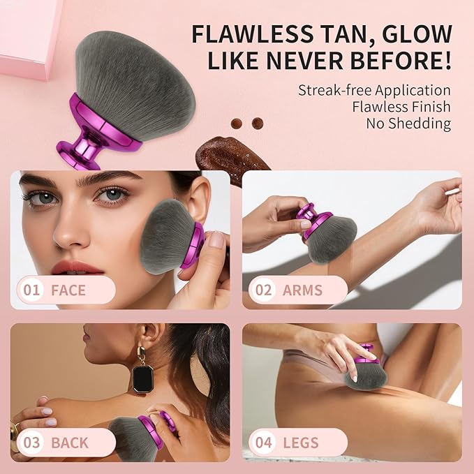 docolor Self Tanner Brush Extra Large Body Makeup Brush, 3.5 Inch Width, Soft synthetic hair Tanning Brush for Foundation, Self-tanners, Bronzer, Powder Self Tan Back Applicator Face&Body Makeup Brush