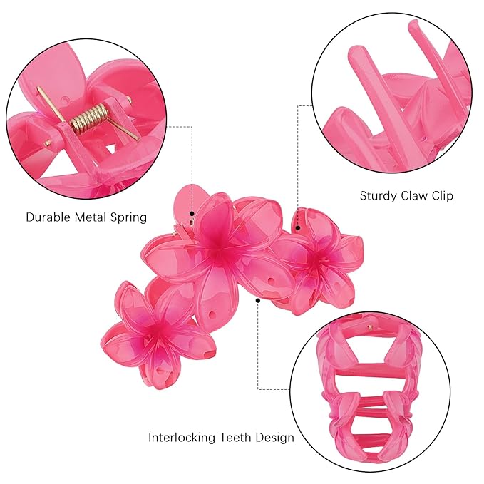 ANBALA 4PCS Hair Clips Flower Hair Clips Large Hawaii Flower Clip for Women Girls (Colorful)